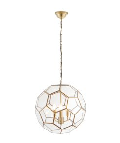 Pakabinamas trijų lempų šviestuvas su geometrinių formų gaubtu Endon MIELE